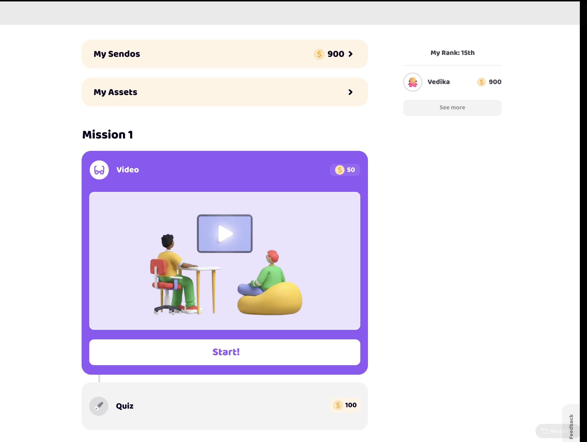A session in the EduCity student platform